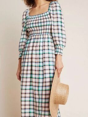 Anthropologie Maeve Cerie Smocked Maxi Dress